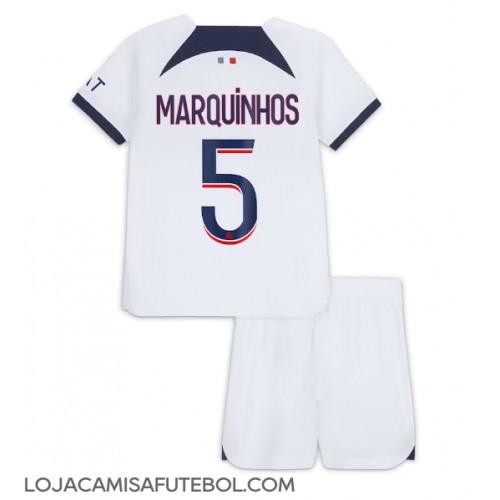Camisa de Futebol Paris Saint-Germain Marquinhos #5 Equipamento Secundário Infantil 2023-24 Manga Curta (+ Calças curtas)